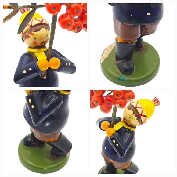 Vintage WEHA-Kunst Erzgebirge Wooden Child Figurine Boy/Girl with Rowan Berries - Picture 8 of 15